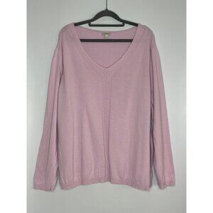 Talbots Plus Women's V-Neck 100% Cotton Lightweight‎ Sweater Pink Size 3X